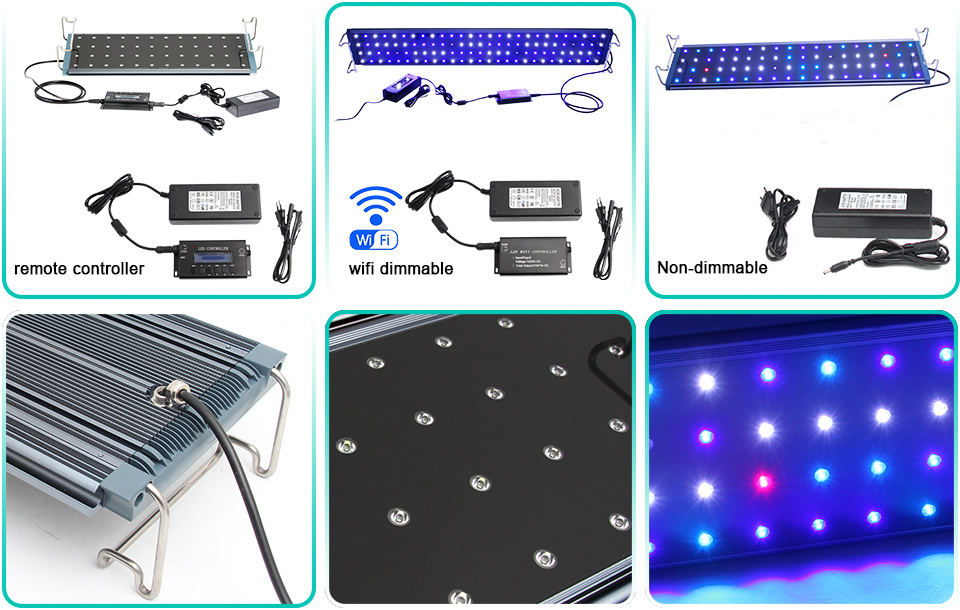 Wifi control dimmbale and programmable Led Aquarium lights for saltwater and freshwater