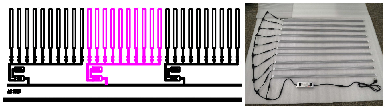 24w Led Bar grow lights for vertical farms, available group control by computer