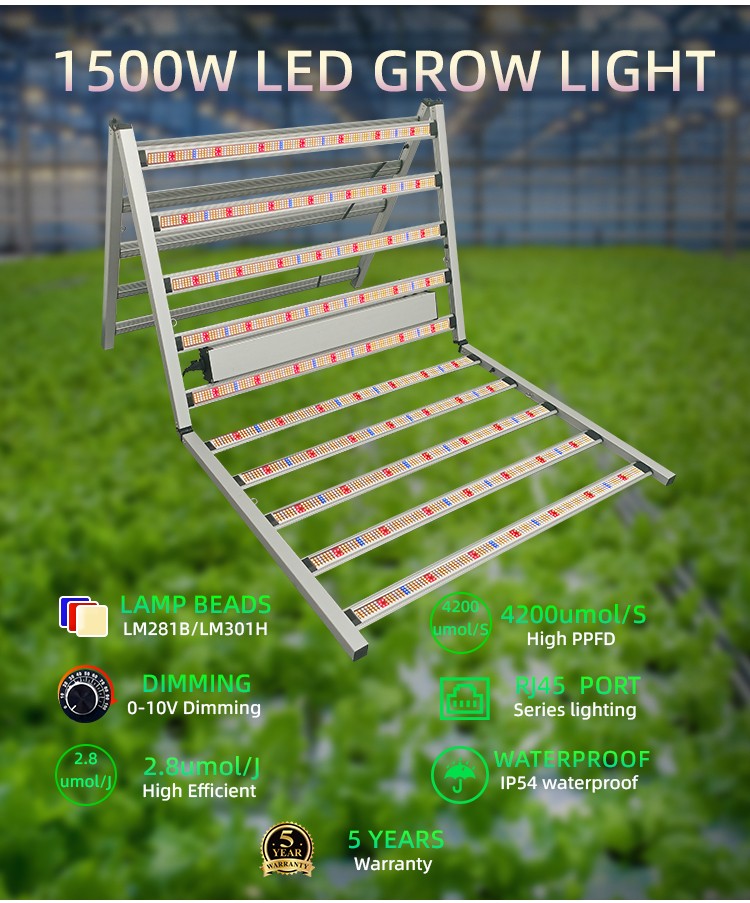 Spider bars Commercial Samsung LM281B 301H EVO Diodes Sunlike Full Spectrum 15 Bar 1500W LED Plant Grow Light
