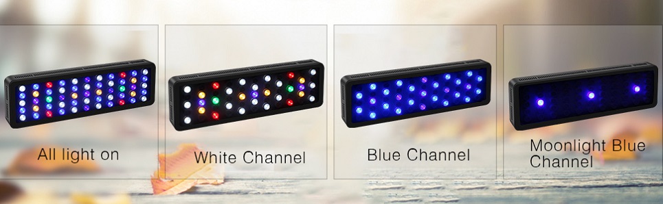 165w Real Power  Wireless Control With 7-colors Multi Spectrum Aquarium Light for Reef Aquariums