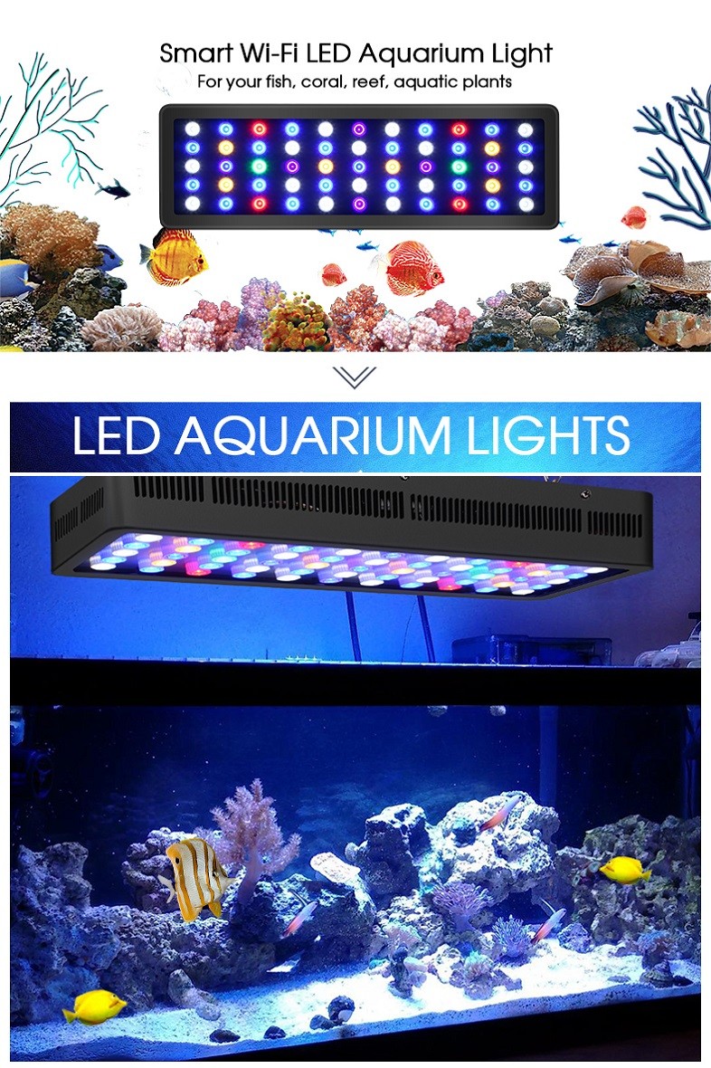 165w Real Power  Wireless Control With 7-colors Multi Spectrum Aquarium Light for Reef Aquariums