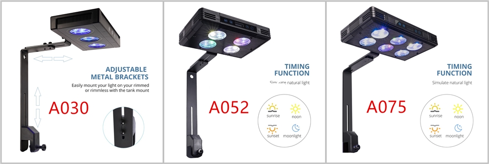 30W 52W 75W A052 RGB Full Spectrum Saltwater Light Fish tank Lamp for Marine Coral Reef Aquariums