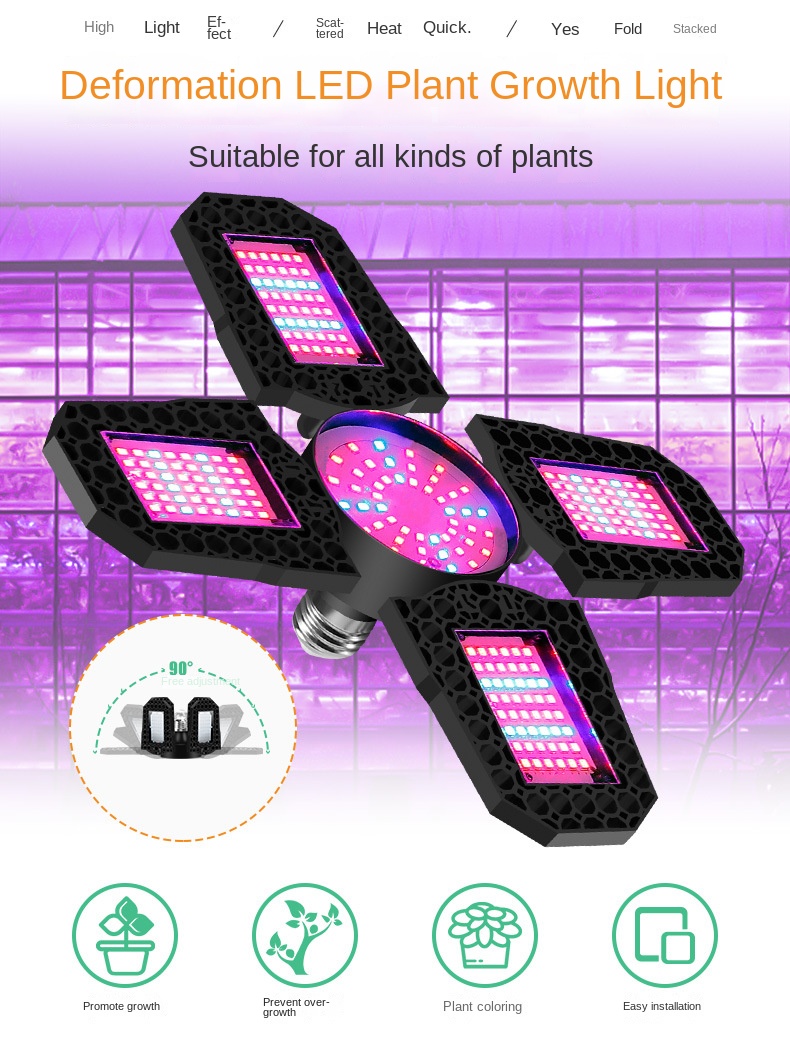100W 120W 150W Compact Foldable Hydroponic 4-Leaf