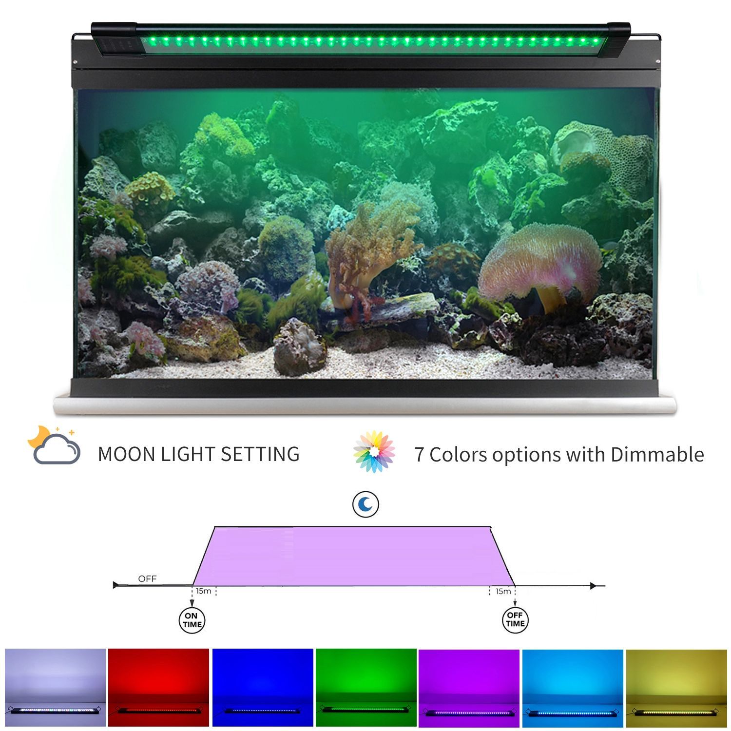 Screen Led Aquarium Light Fish tank Coral Reef Light APpControl 30/45/60/90/120cm